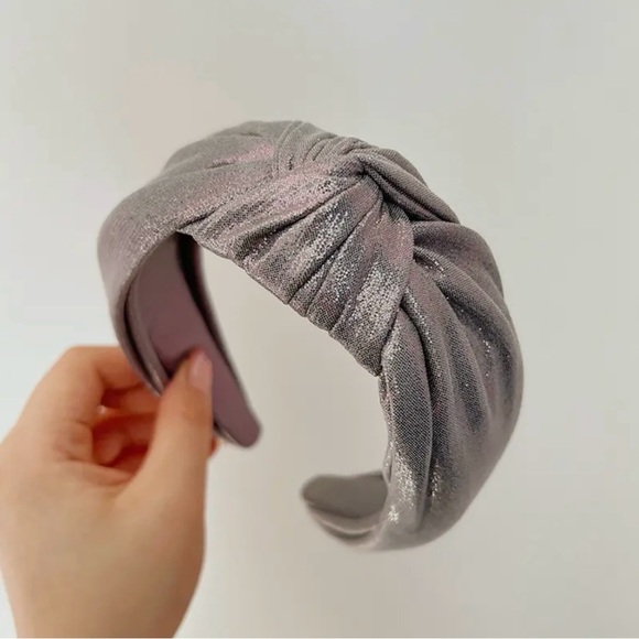Dark Silver Metallic Knot Headband - Picture 2 of 5